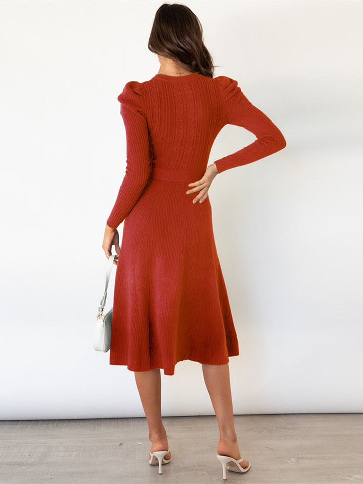 Lune London | Knitted Midi Dress with Round Neckline
