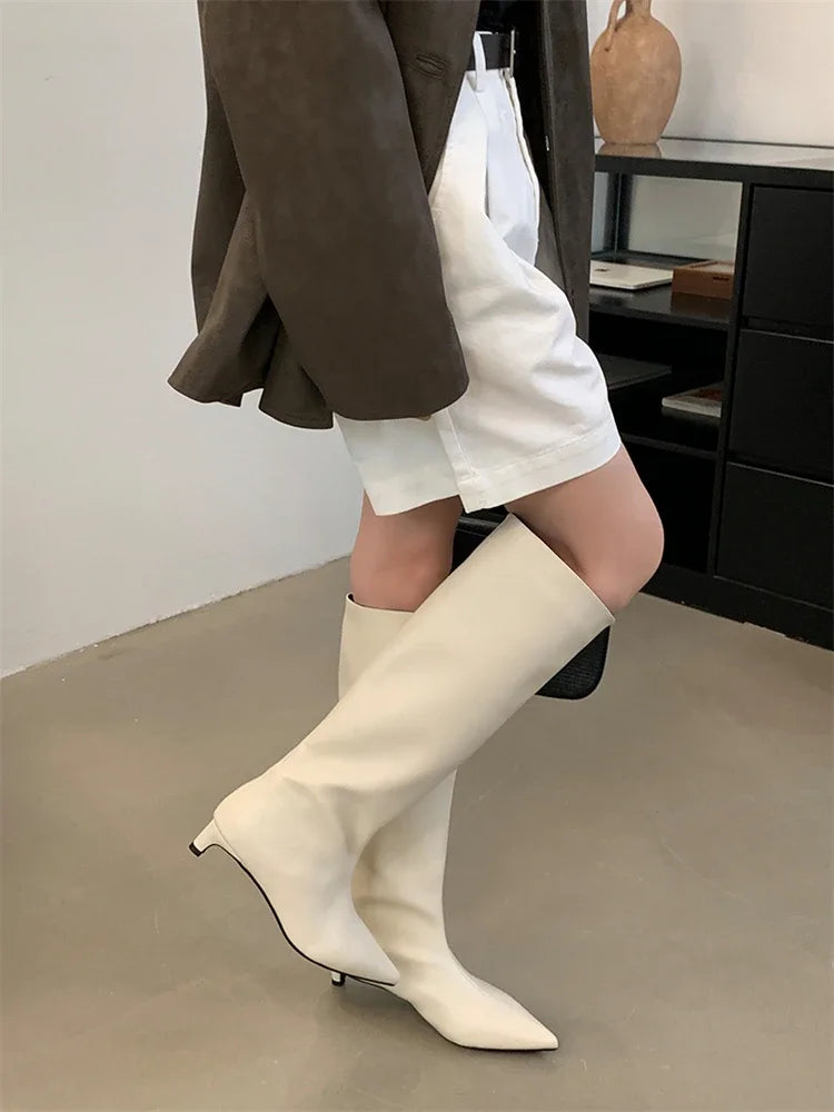 Lune London | Knee-length thin heeled boots