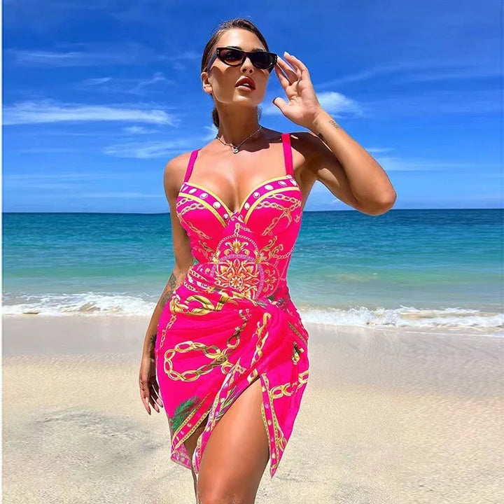 Lune London | Luxury New Two Pieces Women Bikini Set Push Up Floral Print Bikini Strappy Bandage Swimwear Brazilian Bikini Swimsuit