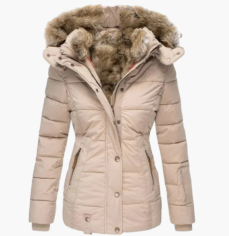 Lune London | Quilted winter jacket with hood and synthetic fur - Highlight your silhouette, ideal for cold days