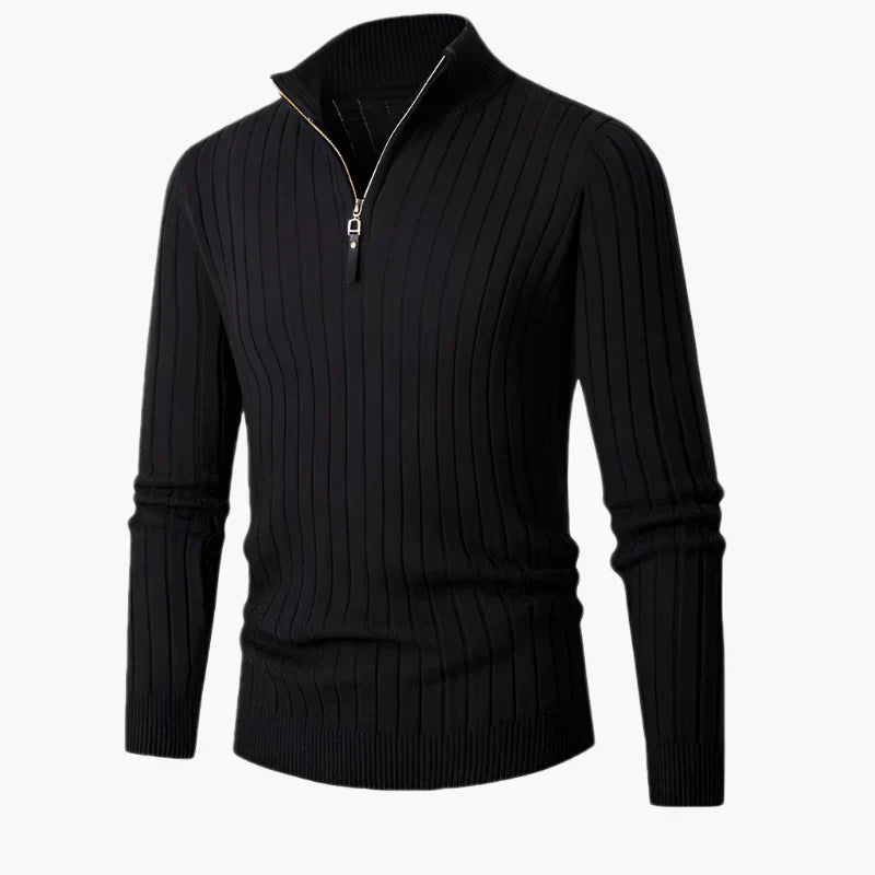 Lune London | Knit sweater with mock neck and half-zip - Elegant casual and professional look