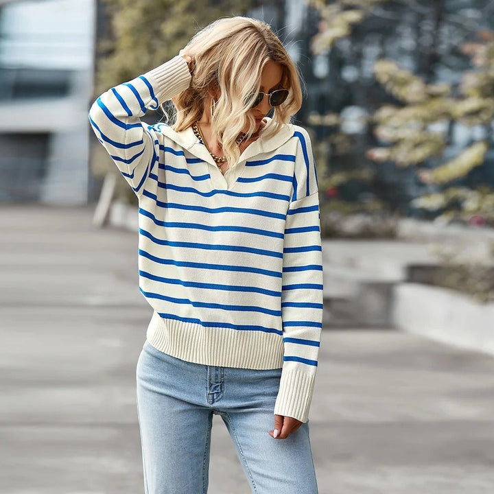 Lune London | Striped V neck Sweater