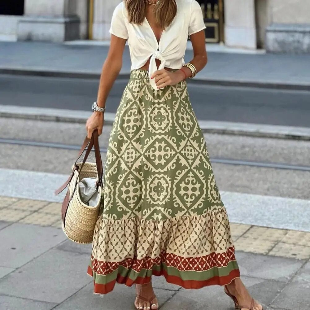 Lune London | Boho Print Maxi Skirt for Women