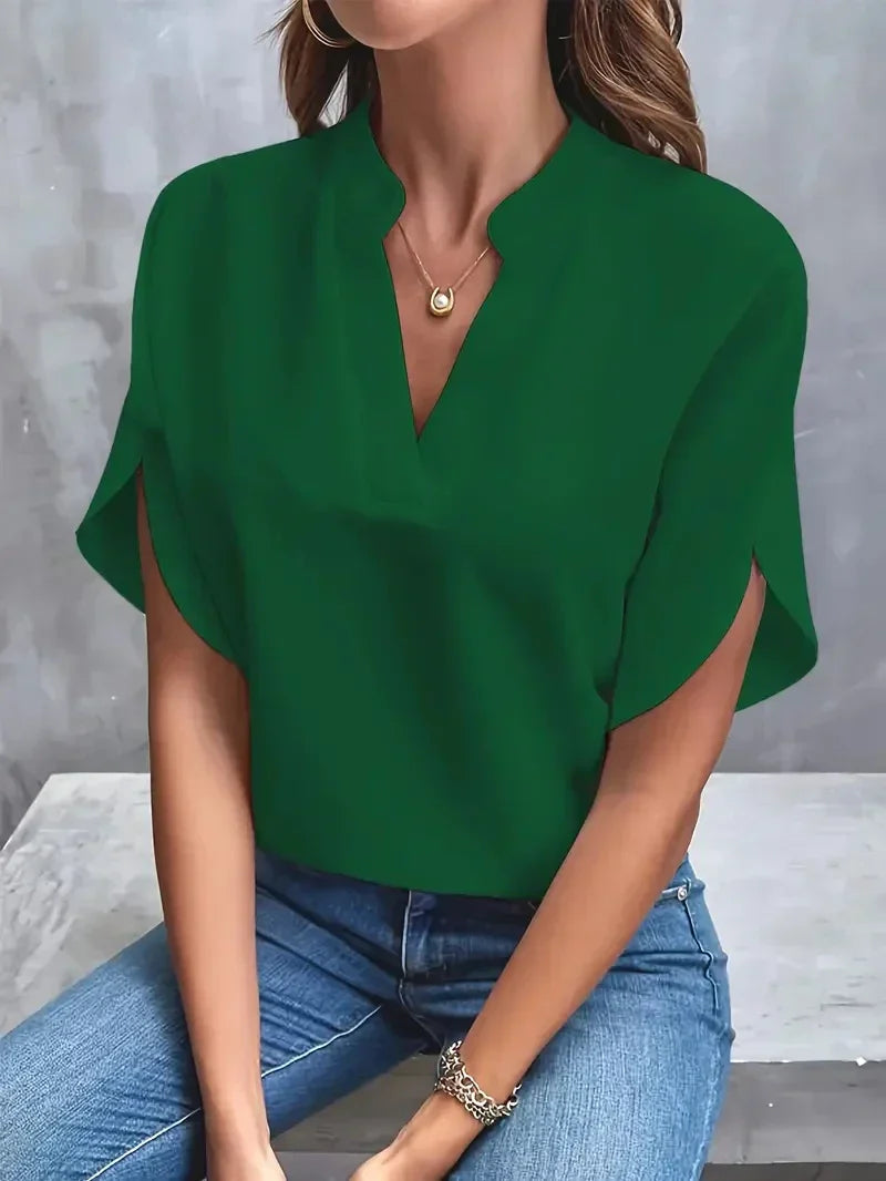 Lune London | Blouse with V-Neck and Side Slits