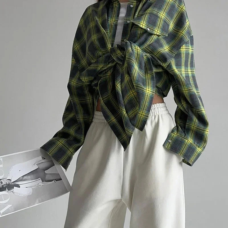Lune London | Long Sleeve Shirt with Checkered Pattern Cotton Blend Casual and Trendy