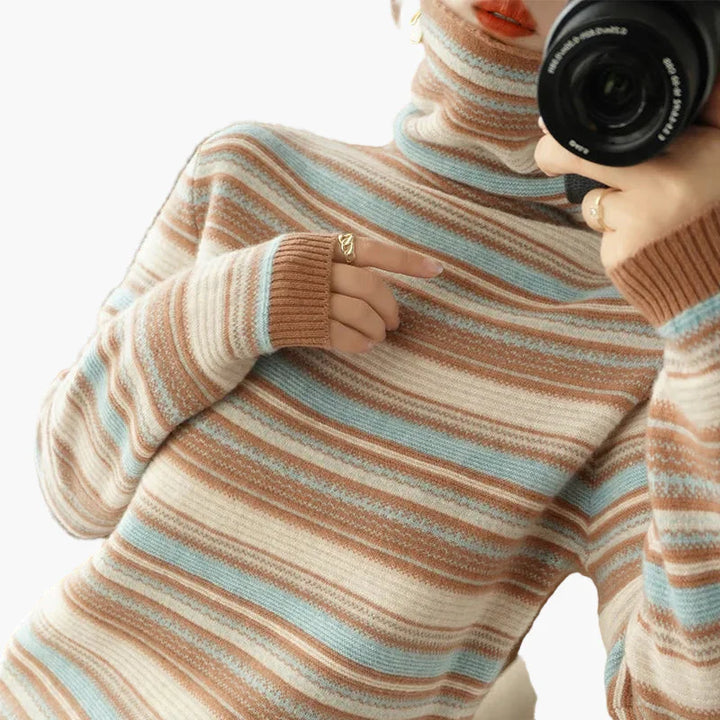 Lune London | Retro Striped Turtleneck Sweater - Trendy Winter Sweater for Daily Life and Leisure
