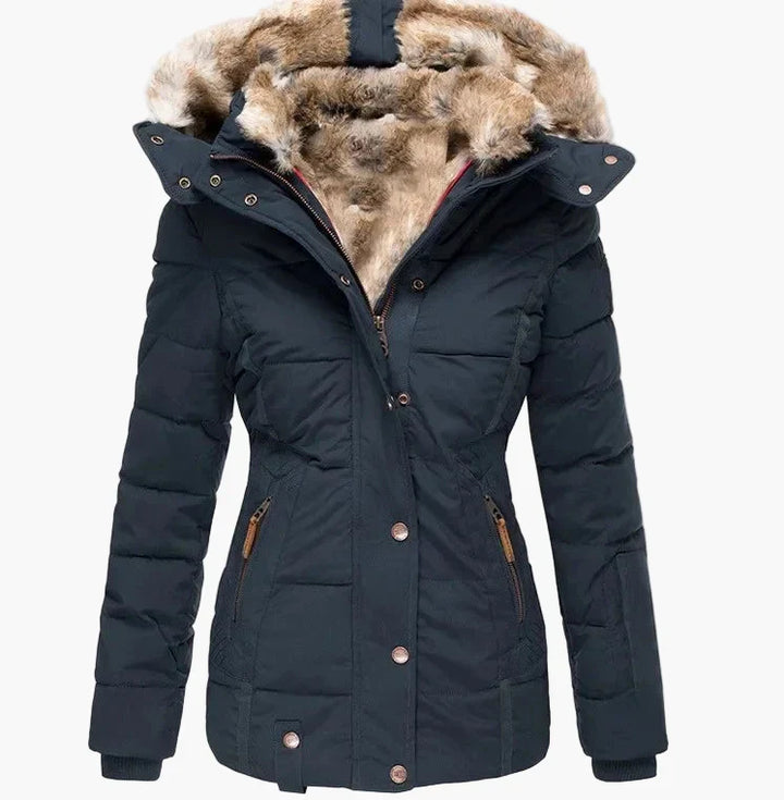 Lune London | Quilted winter jacket with hood and synthetic fur - Highlight your silhouette, ideal for cold days