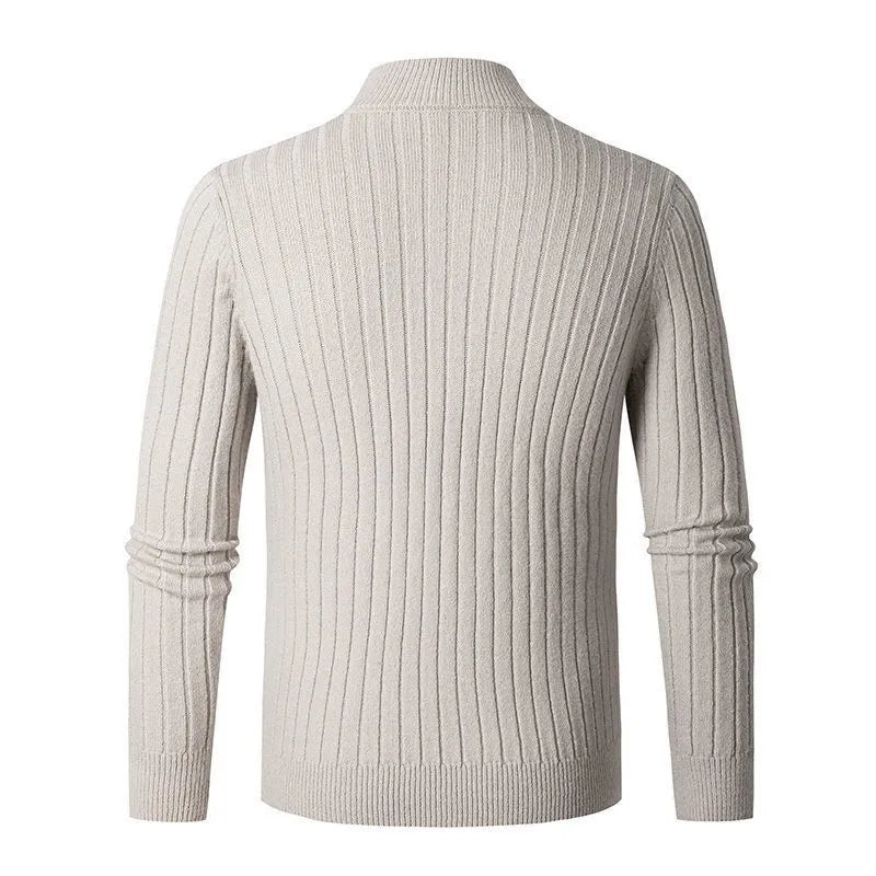 Lune London | Knit sweater with mock neck and half-zip - Elegant casual and professional look