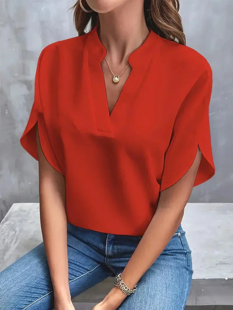 Lune London | Blouse with V-Neck and Side Slits