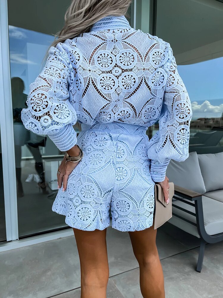 Lune London | Lace Top and Shorts Set