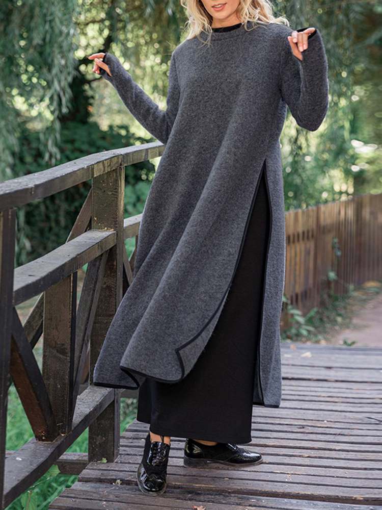 Lune London | Long Split Midi Dress in Relaxed Fit