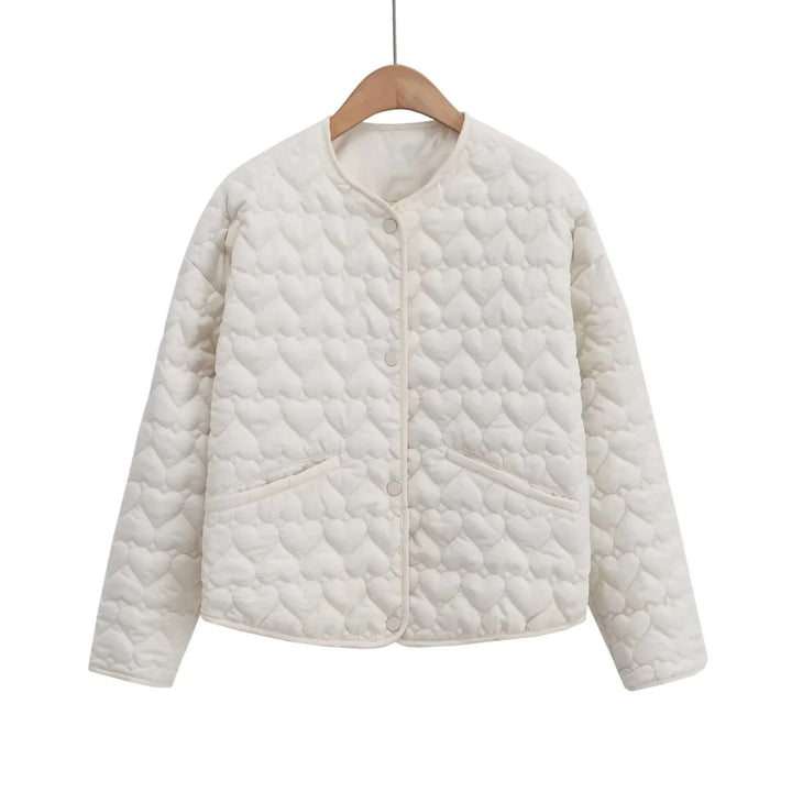 Lune London | Women's quilted jacket with hearts – lightweight puffer with snap fasteners