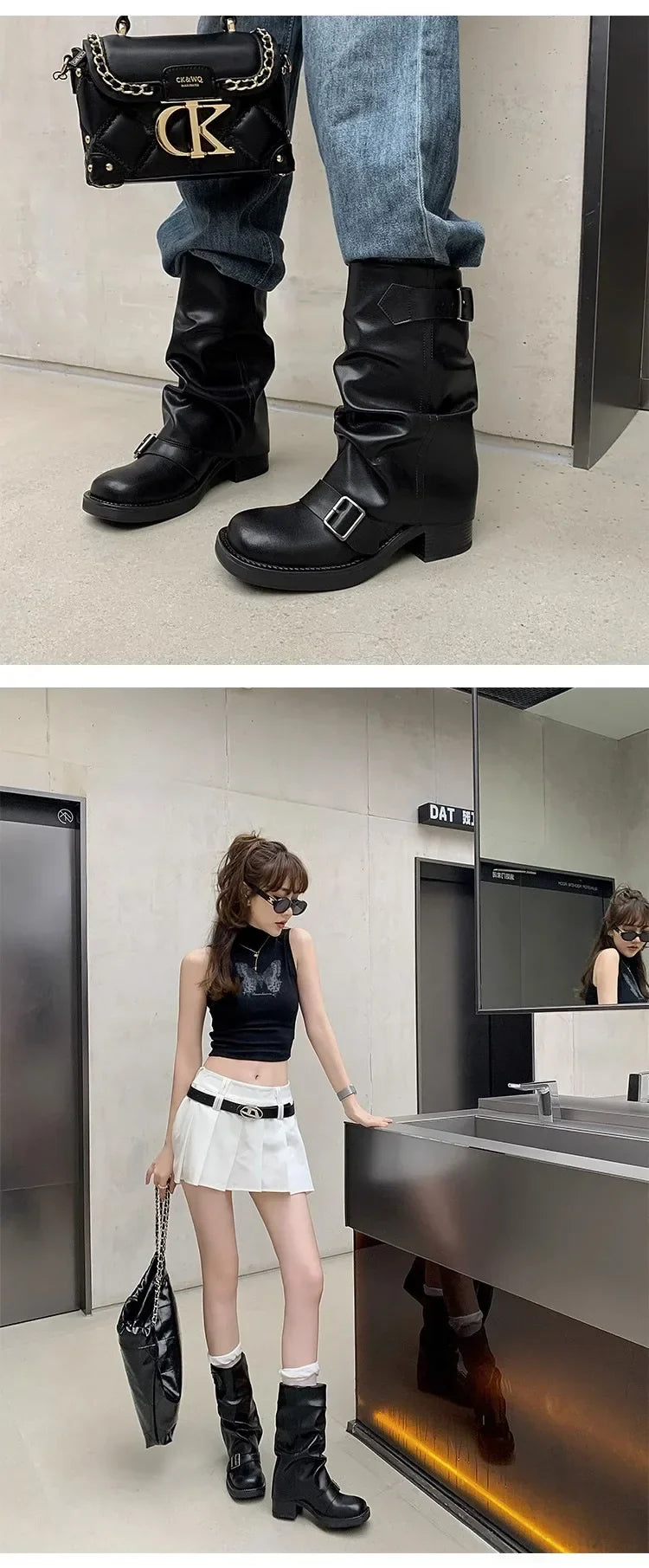 Lune London | Pleated Mid-Calf Boots