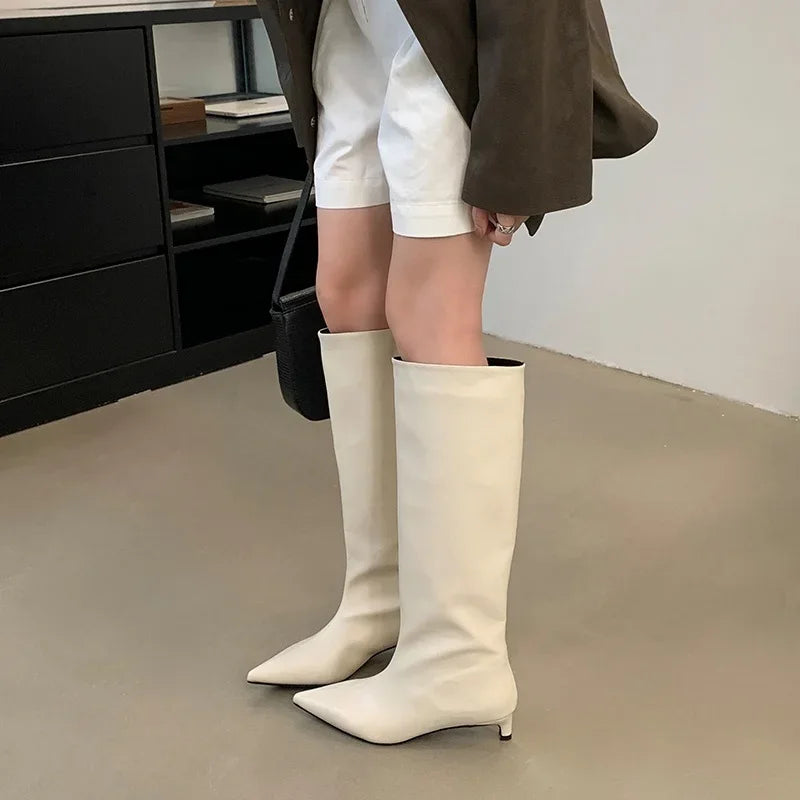 Lune London | Knee-length thin heeled boots