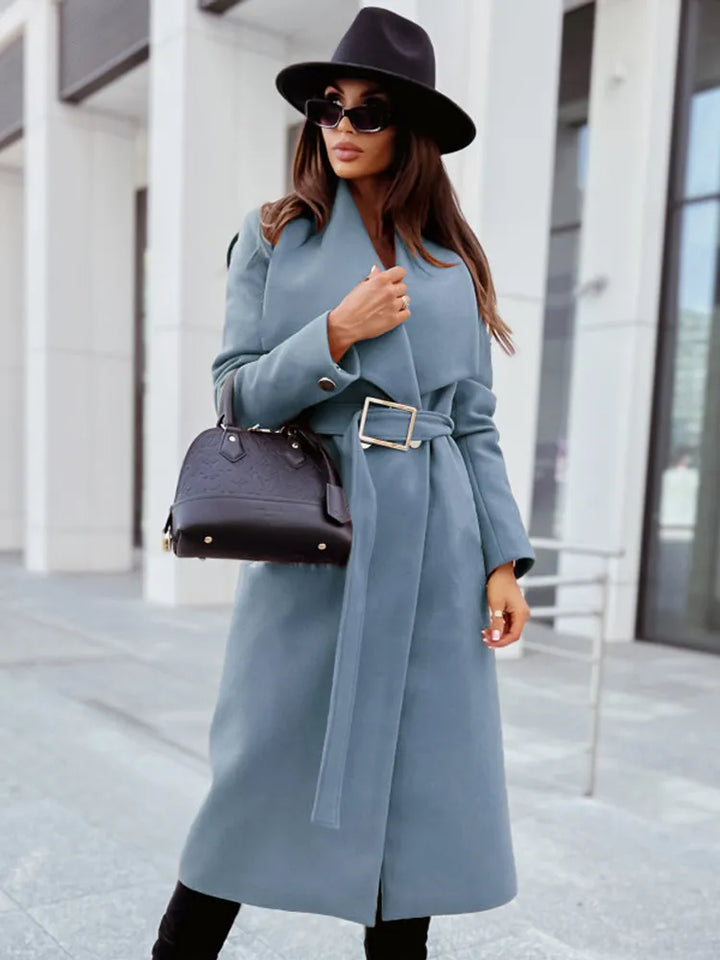Lune London | Coat - Tailored Fit - Belt with Large Buckle - Knee-Length Elegant Design