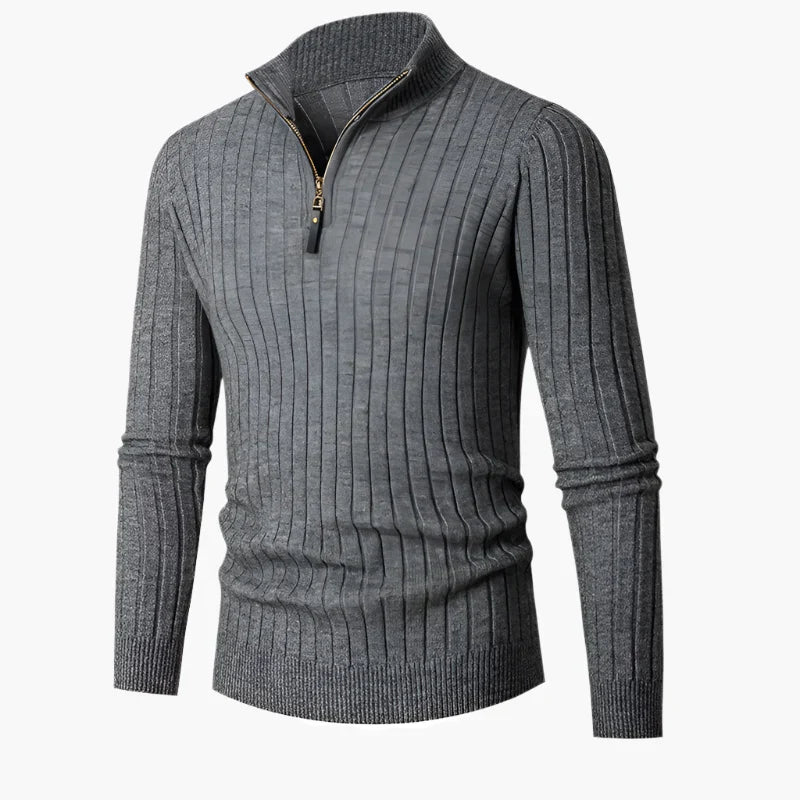 Lune London | Knit sweater with mock neck and half-zip - Elegant casual and professional look