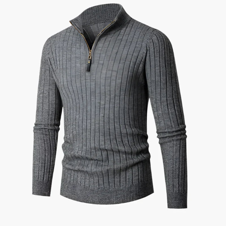 Lune London | Knit sweater with mock neck and half-zip - Elegant casual and professional look