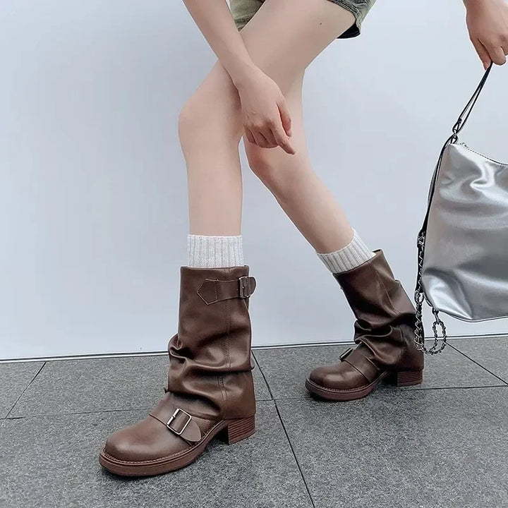 Lune London | Pleated Mid-Calf Boots