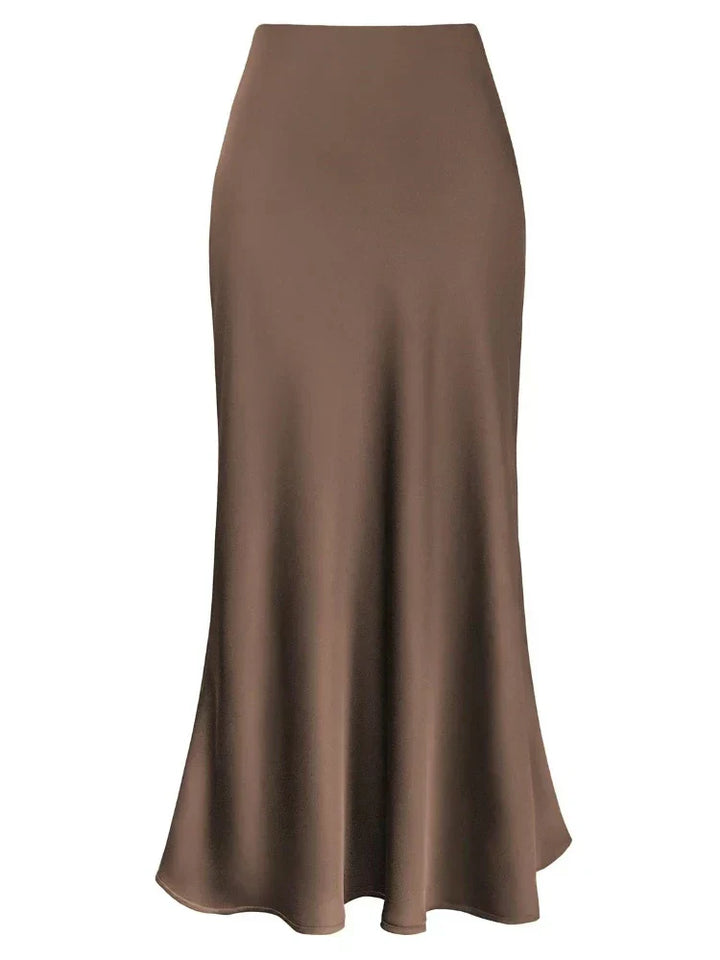 Lune London | Women's Satin Silk Skirts Summer Spring Korean Fashion Clothing Office Ladies Long Skirts Elegant Black Maxi Skirts for Women