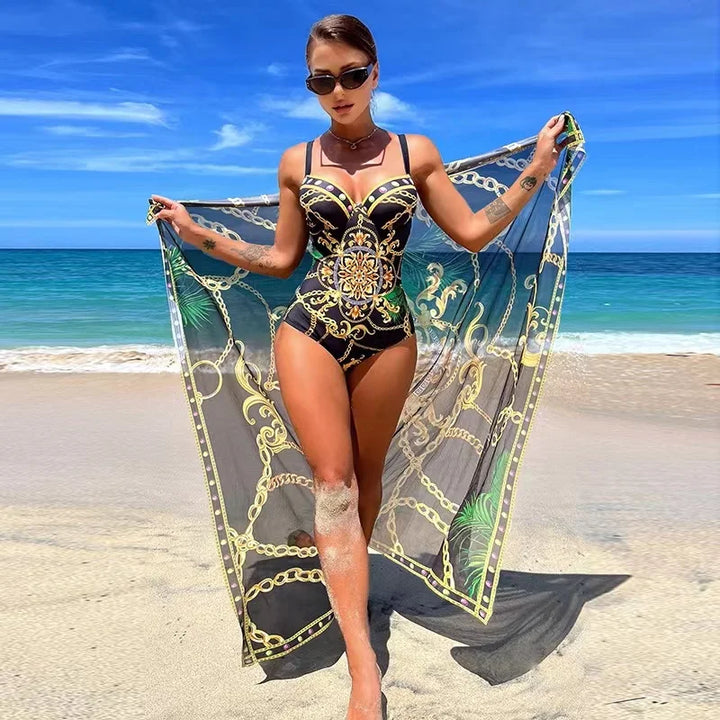 Lune London | Luxury New Two Pieces Women Bikini Set Push Up Floral Print Bikini Strappy Bandage Swimwear Brazilian Bikini Swimsuit