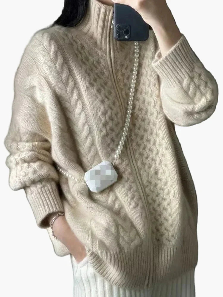 Lune London | Knit vest with twisted pattern, casual cardigan, fashionable for everyday and leisure