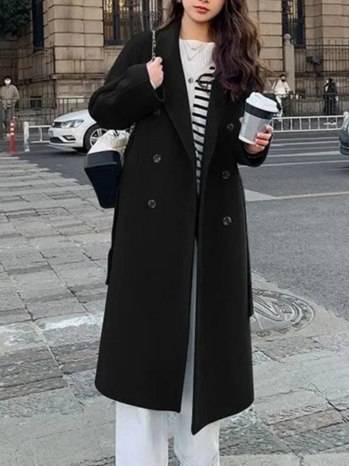 Lune London | Long coat - Oversized Fit - Double-breasted - Elastic waistband - Wool look