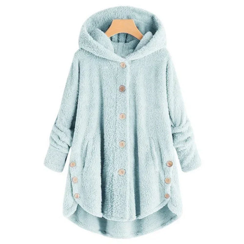 Lune London | Fleece jacket - Loose fit - Hood - Button closure - Long sleeves - Longer at the back