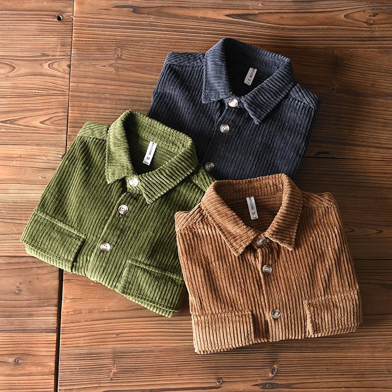 Lune London | Men's Plus Size Thick Corduroy Shirt Made of Cotton