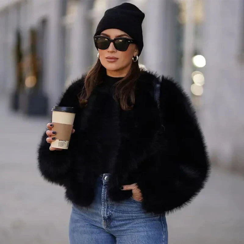 Lune London | Faux fur jacket in black and gray
