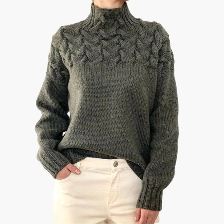 Lune London | Knit sweater with relief pattern and high collar - Elegant winter sweater for everyday life and leisure