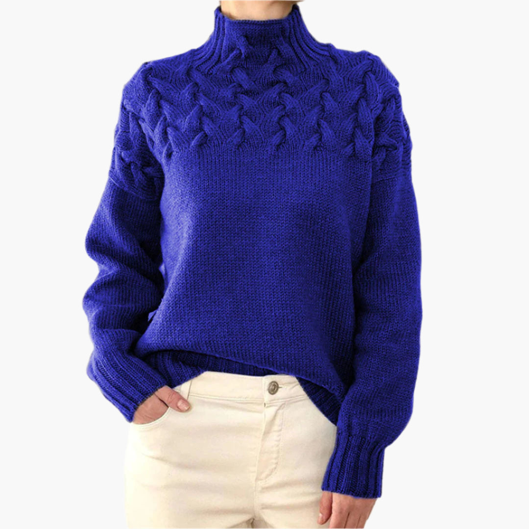 Lune London | Knit sweater with relief pattern and high collar - Elegant winter sweater for everyday life and leisure