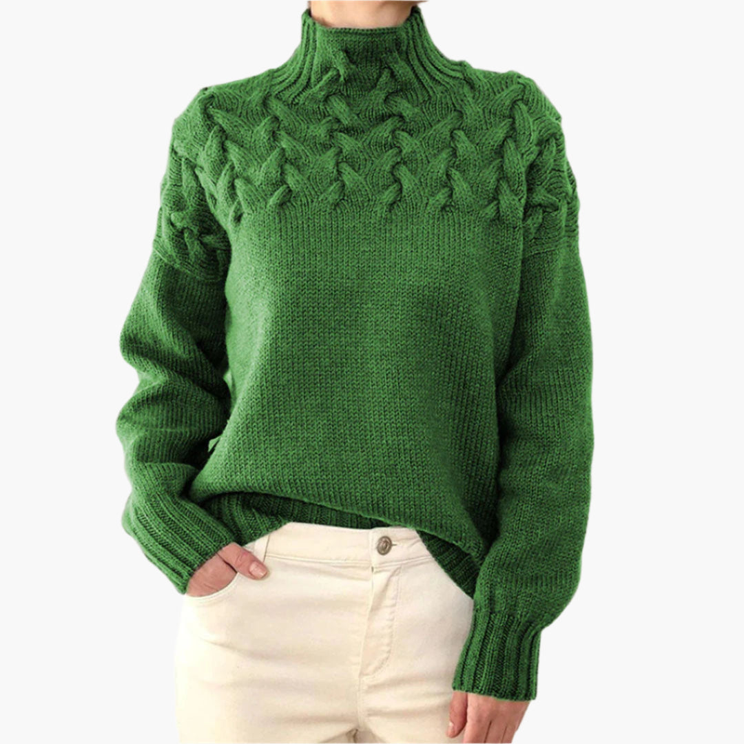 Lune London | Knit sweater with relief pattern and high collar - Elegant winter sweater for everyday life and leisure