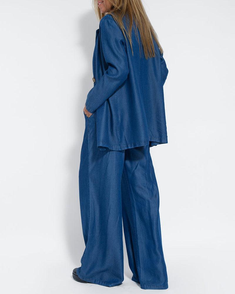 Lune London | Elegant 2-Piece Set Linen Wide Pants & Vest