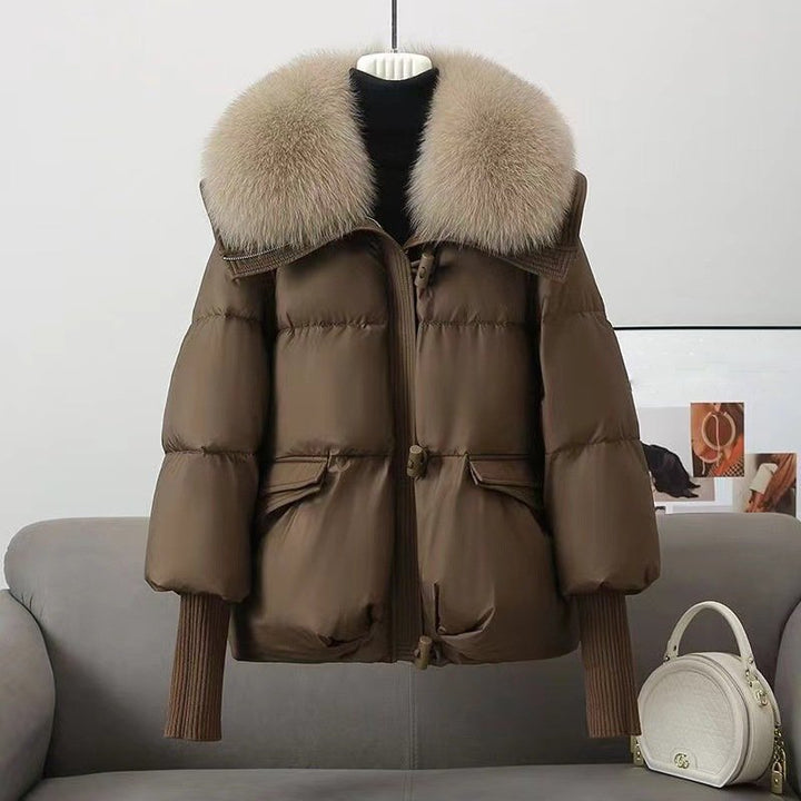 Chic und Stil | Jacket - Oversized Fit - Quilted - Faux Fur Collar - Hip Length