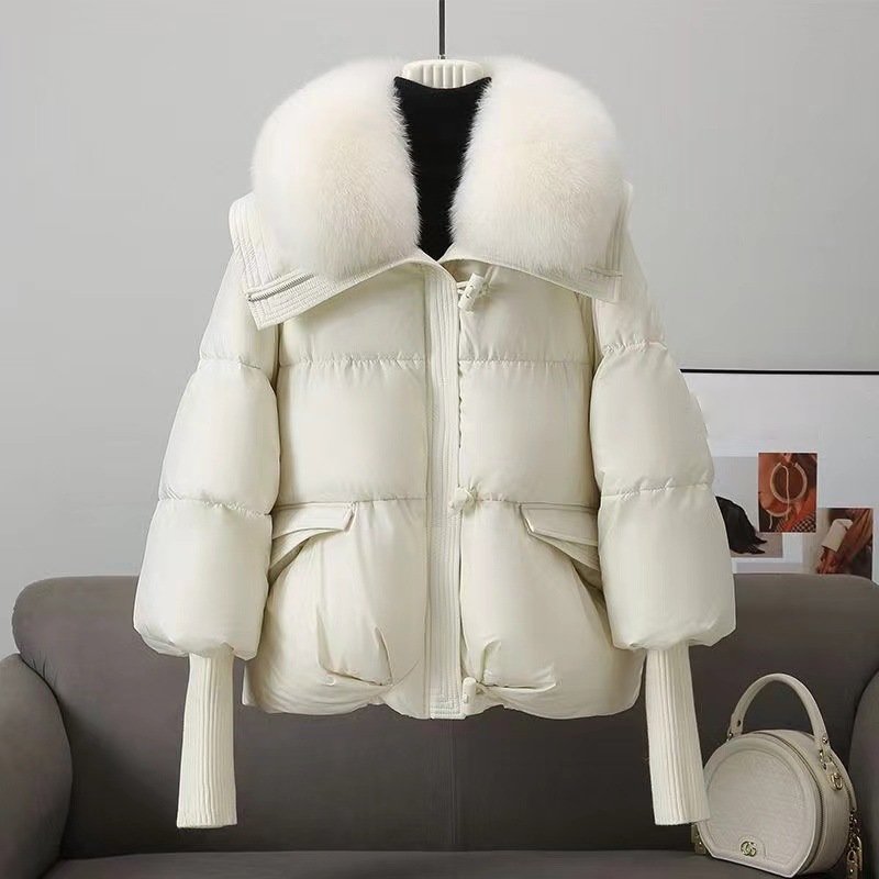 Chic und Stil | Jacket - Oversized Fit - Quilted - Faux Fur Collar - Hip Length