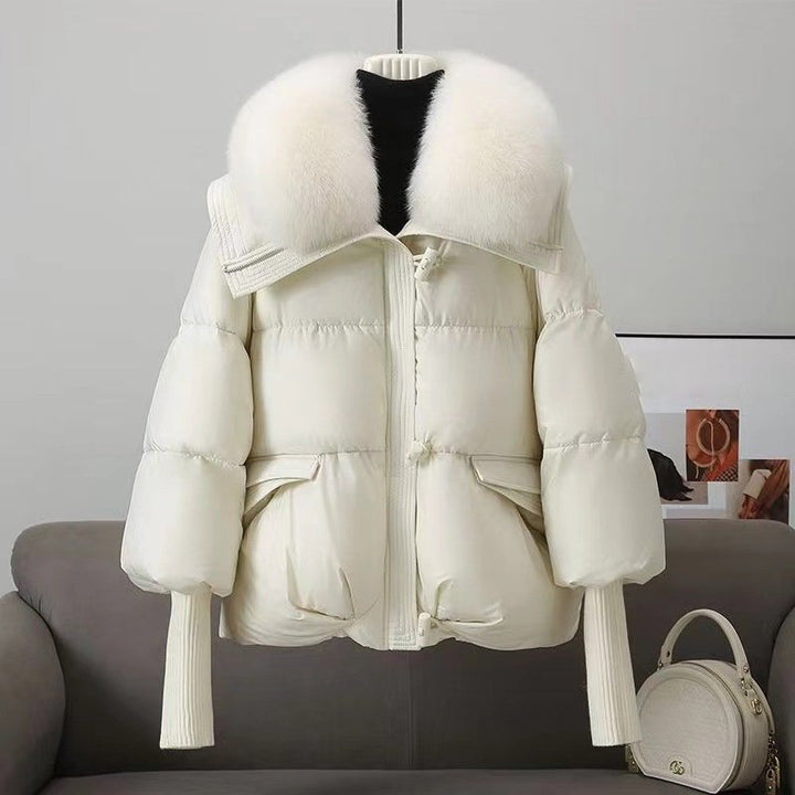 Chic und Stil | Jacket - Oversized Fit - Quilted - Faux Fur Collar - Hip Length