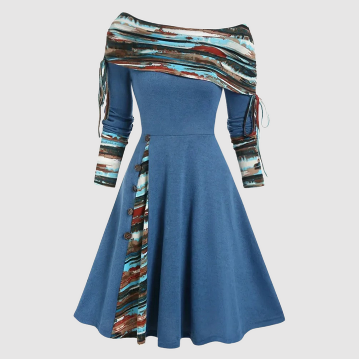 Chic Und Stil | Off Shoulder Long Sleeve Winter Dress