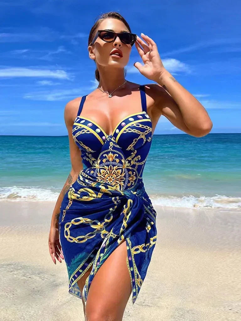 Lune London | Luxury New Two Pieces Women Bikini Set Push Up Floral Print Bikini Strappy Bandage Swimwear Brazilian Bikini Swimsuit