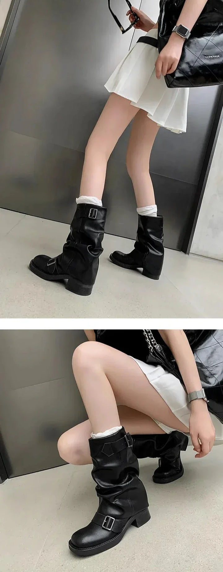 Lune London | Pleated Mid-Calf Boots