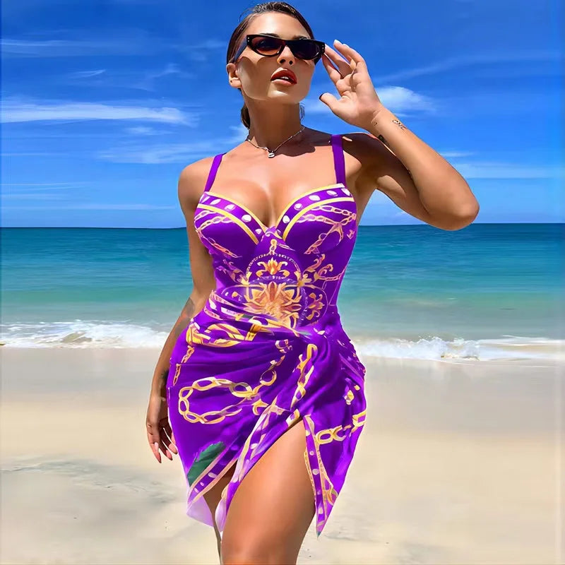 Lune London | Luxury New Two Pieces Women Bikini Set Push Up Floral Print Bikini Strappy Bandage Swimwear Brazilian Bikini Swimsuit