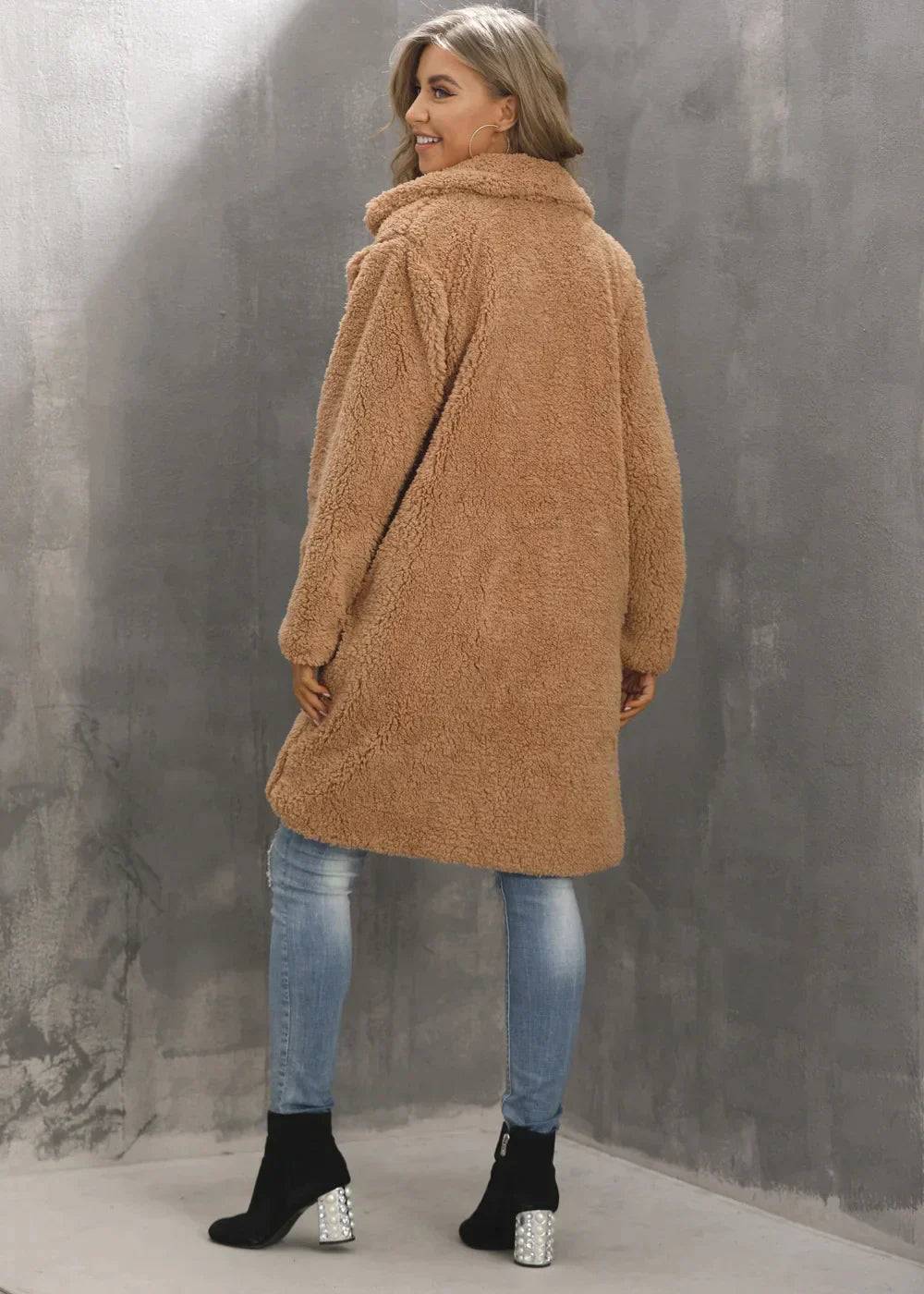 Lune London | Teddy Coat - Soft and Warm - Oversized Cut - Open Front - Long Sleeves