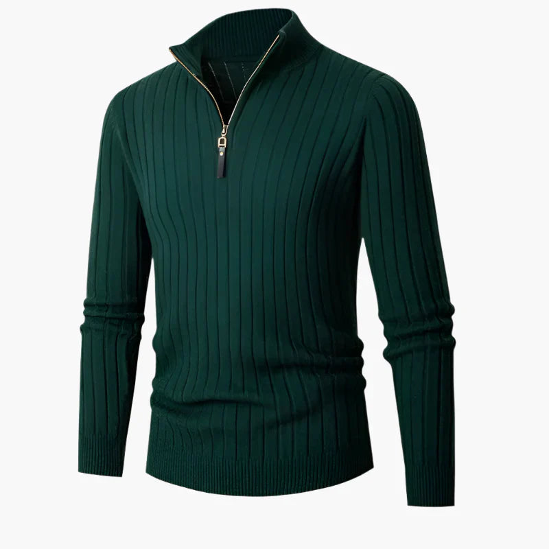 Lune London | Knit sweater with mock neck and half-zip - Elegant casual and professional look