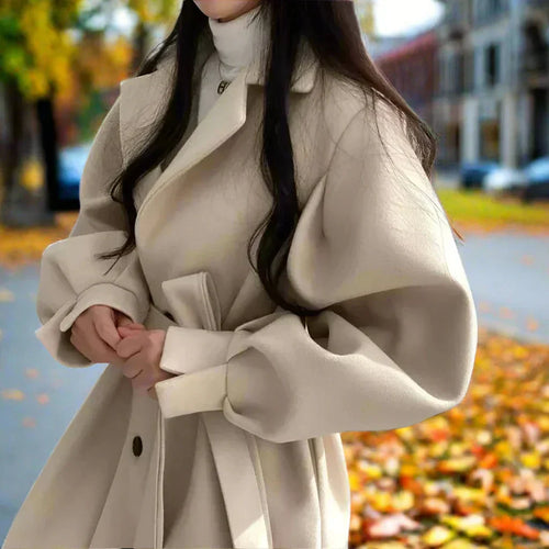 Lune London | Long trench coat for women with belt - Timeless elegance