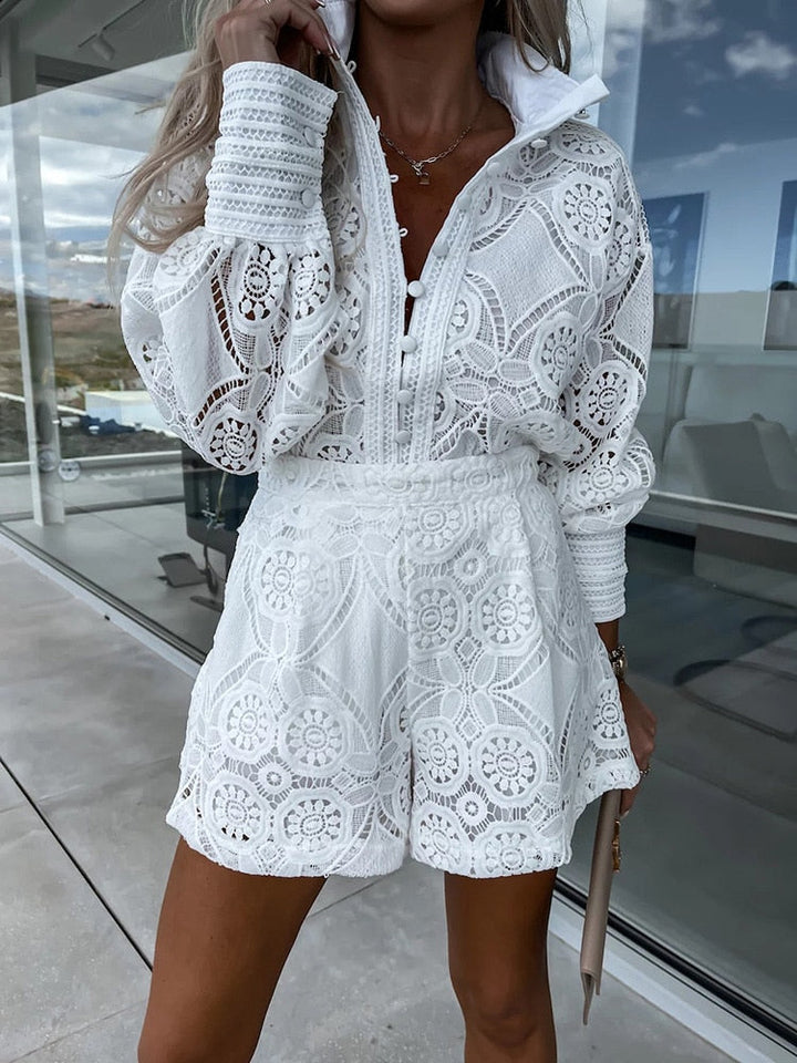 Lune London | Lace Top and Shorts Set