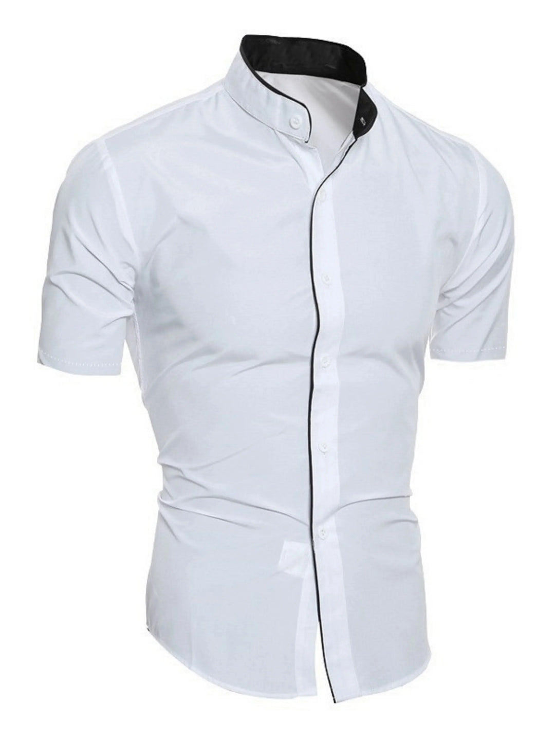 Lune London | Herren Slim Fit Stehkragenhemd Kurzarm