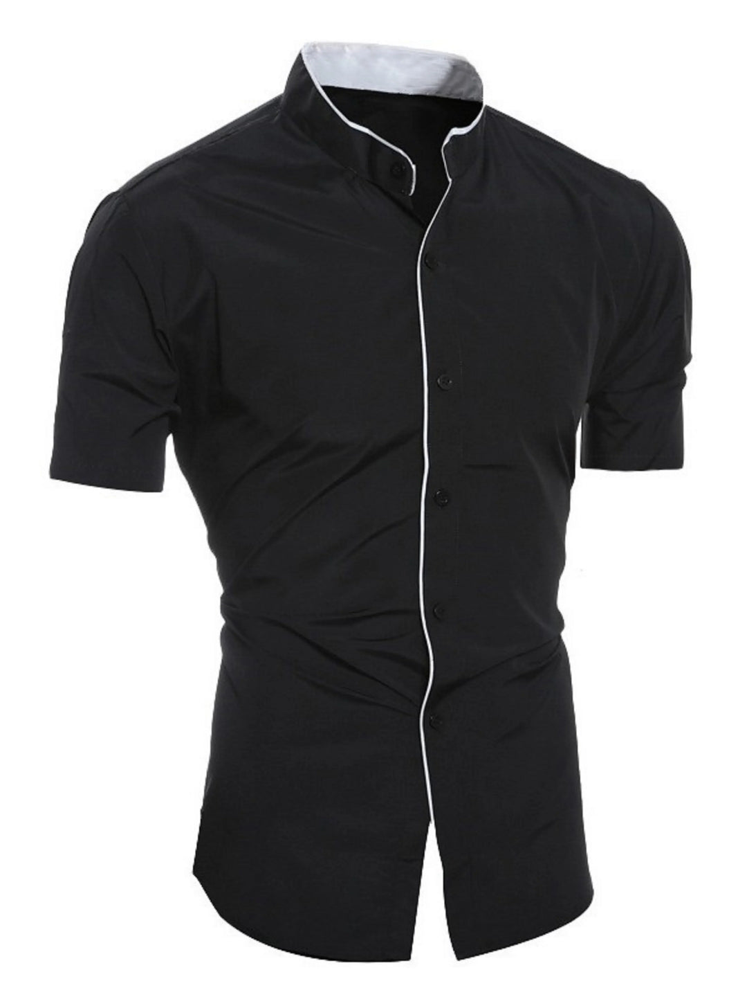 Lune London | Herren Slim Fit Stehkragenhemd Kurzarm