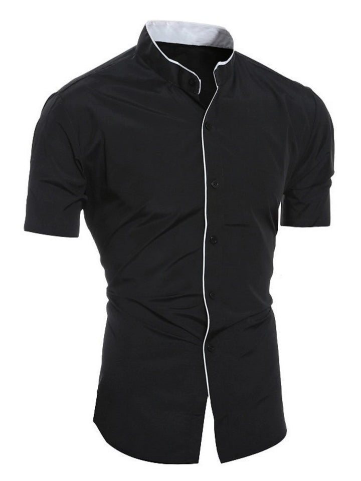 Lune London | Herren Slim Fit Stehkragenhemd Kurzarm