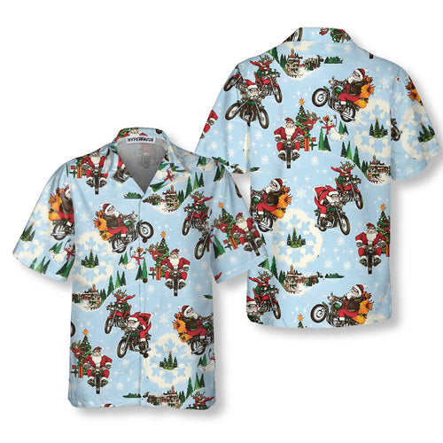 Lune London | Santa on Motorcycle Hawaiian Shirt, Fun Santa Shirt, Best Gift for Christmas