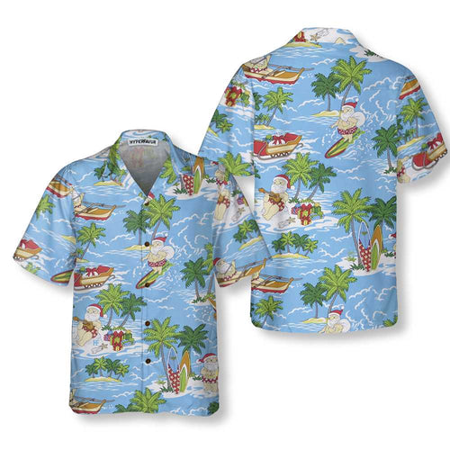 Lune London | Tropical Hawaiian Christmas Santa Sailing T-shirt, Fun Santa Claus T-shirt, Best gift for Christmas