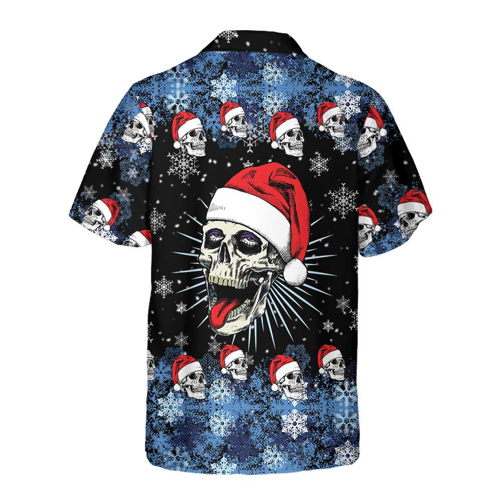 Lune London | Santa Skull Hawaiian Shirt & Snowflakes, funny Christmas skull t-shirt, best Christmas gift idea